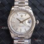 EW Factory Rolex Day Date 40mm Silver Dial Stainless Steel President Band V2 Upgrade Swiss 3255 Automatic Watch 228239